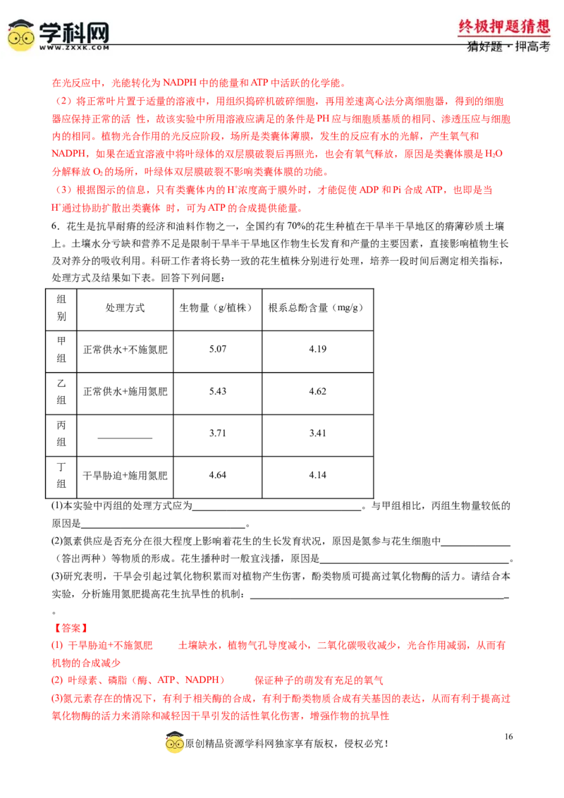 生物-2024年高考终极押题猜想（解析版）_2024高考押题卷_62024学科网全系列_212024年高考终极押题猜想_生物-2024年高考终极押题猜想