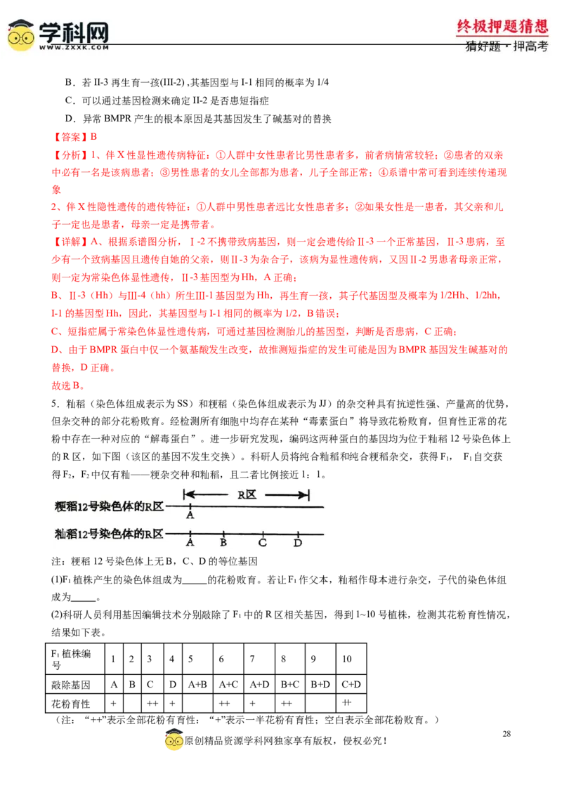 生物-2024年高考终极押题猜想（解析版）_2024高考押题卷_62024学科网全系列_212024年高考终极押题猜想_生物-2024年高考终极押题猜想