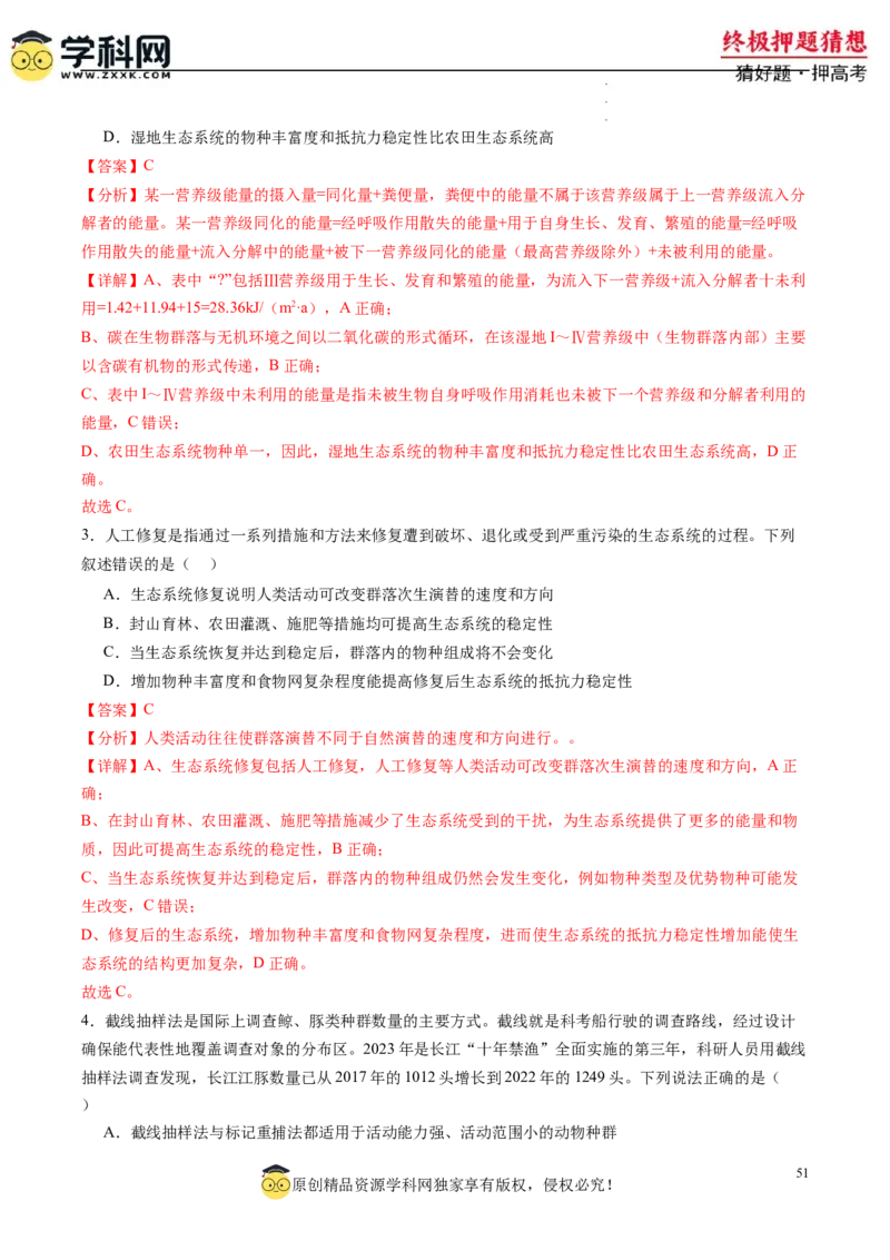 生物-2024年高考终极押题猜想（解析版）_2024高考押题卷_62024学科网全系列_212024年高考终极押题猜想_生物-2024年高考终极押题猜想