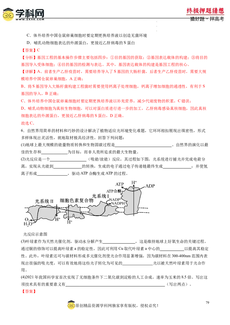 生物-2024年高考终极押题猜想（解析版）_2024高考押题卷_62024学科网全系列_212024年高考终极押题猜想_生物-2024年高考终极押题猜想