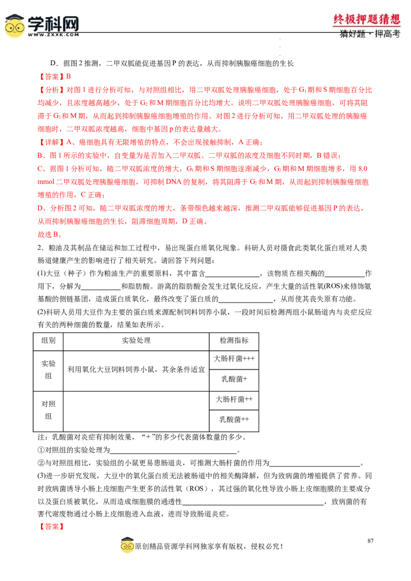 生物-2024年高考终极押题猜想（解析版）_2024高考押题卷_62024学科网全系列_212024年高考终极押题猜想_生物-2024年高考终极押题猜想
