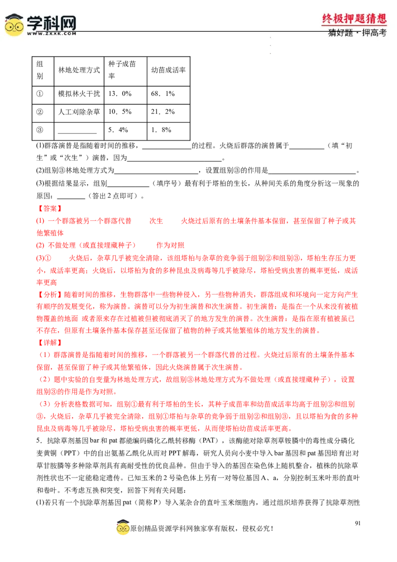 生物-2024年高考终极押题猜想（解析版）_2024高考押题卷_62024学科网全系列_212024年高考终极押题猜想_生物-2024年高考终极押题猜想