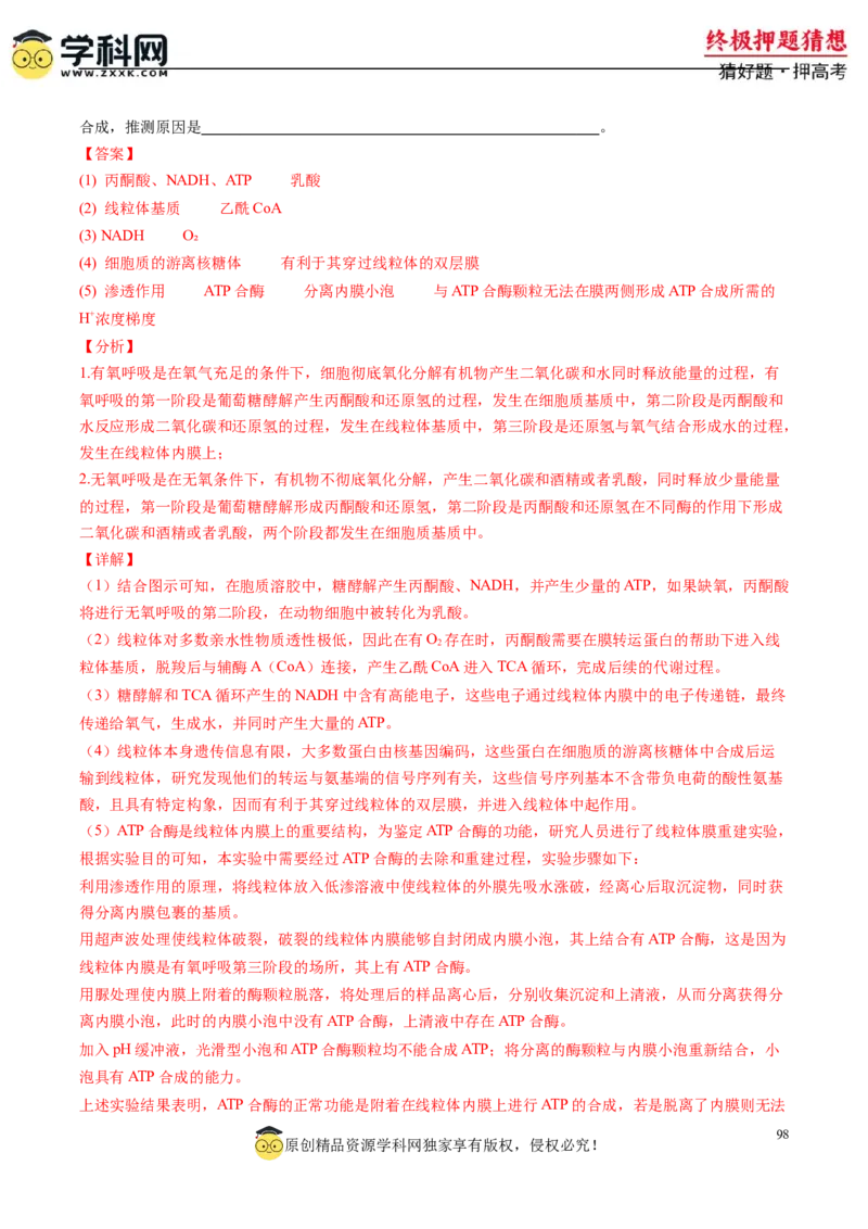 生物-2024年高考终极押题猜想（解析版）_2024高考押题卷_62024学科网全系列_212024年高考终极押题猜想_生物-2024年高考终极押题猜想