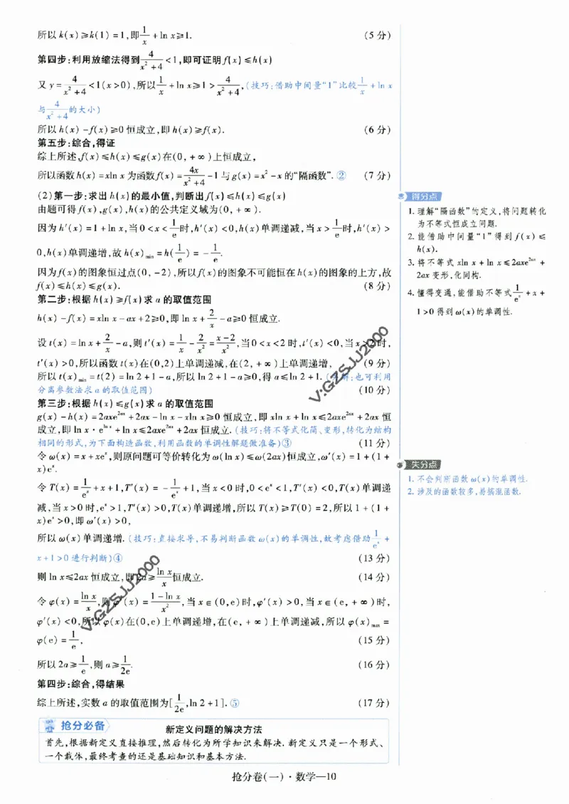 评分标准一题一模板数学-_2024高考押题卷_12024天星全系列_tx抢分密卷_tx抢分密卷（新高考）