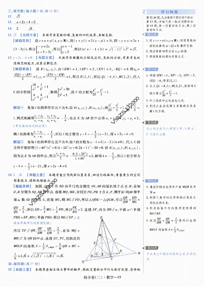 评分标准一题一模板数学-_2024高考押题卷_12024天星全系列_tx抢分密卷_tx抢分密卷（新高考）