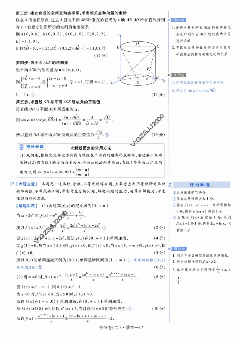 评分标准一题一模板数学-_2024高考押题卷_12024天星全系列_tx抢分密卷_tx抢分密卷（新高考）