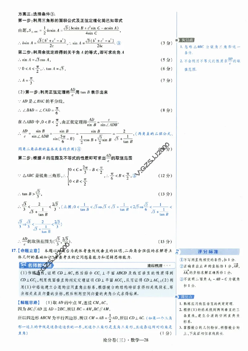 评分标准一题一模板数学-_2024高考押题卷_12024天星全系列_tx抢分密卷_tx抢分密卷（新高考）