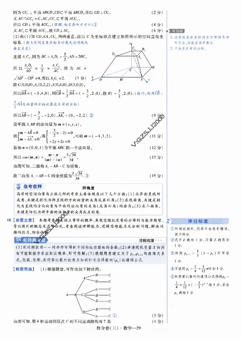 评分标准一题一模板数学-_2024高考押题卷_12024天星全系列_tx抢分密卷_tx抢分密卷（新高考）