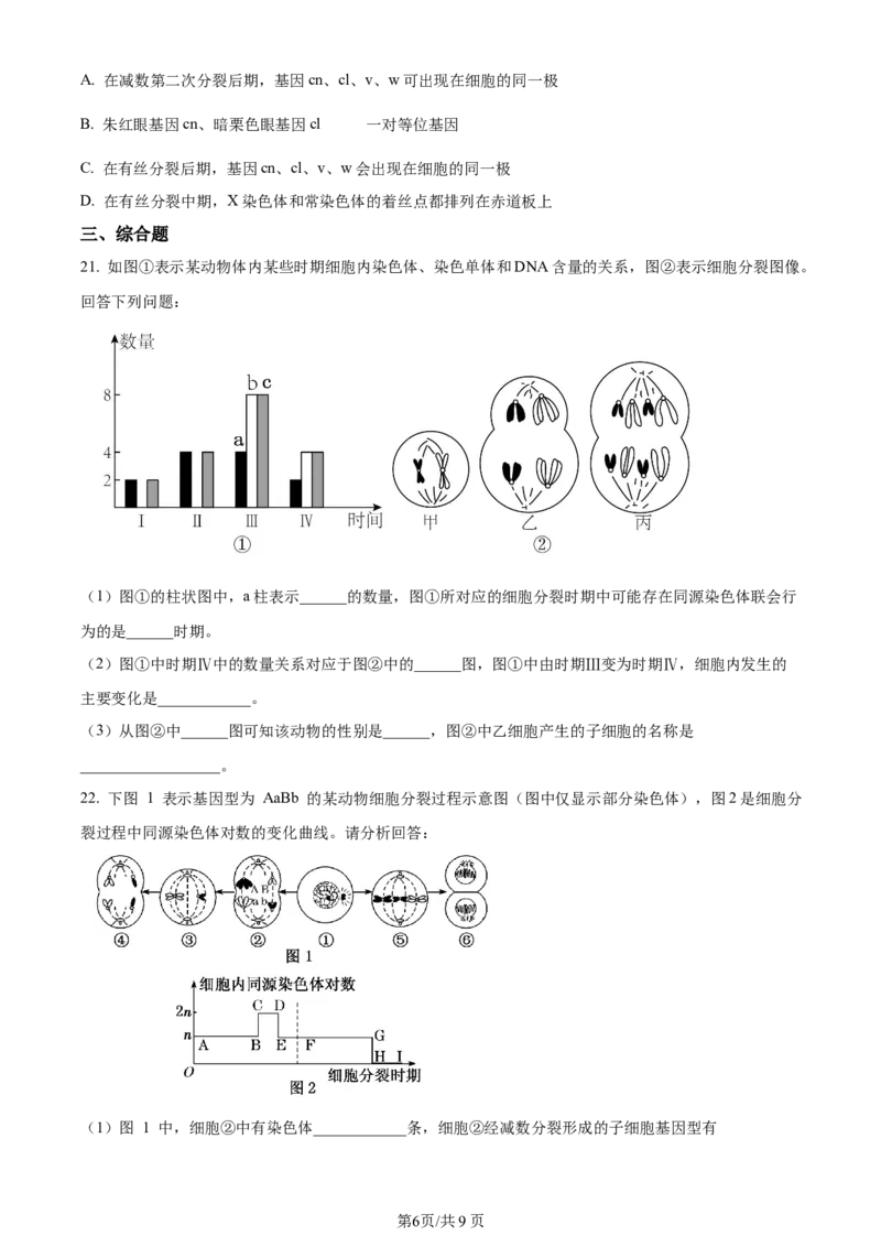 辽宁省沈阳市新民市高级中学2023-2024学年高三上学期9月开学考试生物(1)_2023年9月_029月合集_2024届辽宁省新民中学高三上学期开学考试