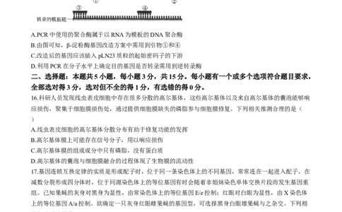 2024届山东天一大&middot;齐鲁名校联盟高三5月考前质量检测生物+答案_2024年5月_01按日期_28号_2024届山东天一大&middot;齐鲁名校联盟高三5月考前质量检测