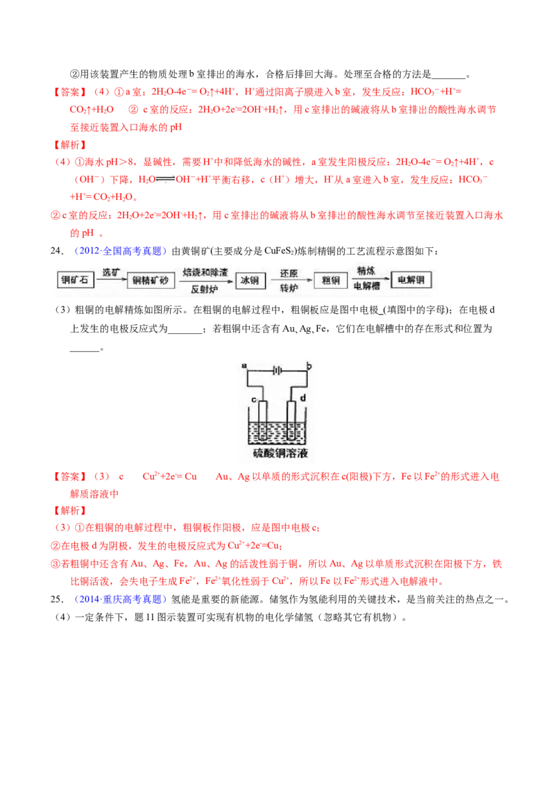 专题46电解原理（解析卷）_近10年高考真题汇编（必刷）_十年（2014-2024）高考化学真题分项汇编（全国通用）_十年（2014-2023）高考化学真题分项汇编（全国通用）