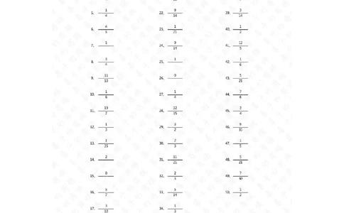 分数减法第21-40篇（初级）答案_编码0121-6年级数学口算计算_口算题（适合5年级）_分数-减法（200篇）_（分数）减法初级（100篇）