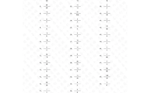 分数除法第21-50篇答案_编码0121-6年级数学口算计算_口算题（适合6年级）(1)_分数-除法（200篇）_（分数）除法高级（100篇）