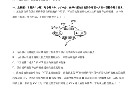 生物（全国甲卷）（A4考试版）_2023高考押题卷_学易金卷-2023学科网押题卷（各科各版本）_2023学科网押题卷-学易金卷-生物_生物（全国甲卷）-学易金卷：2023年高考考前押题密卷