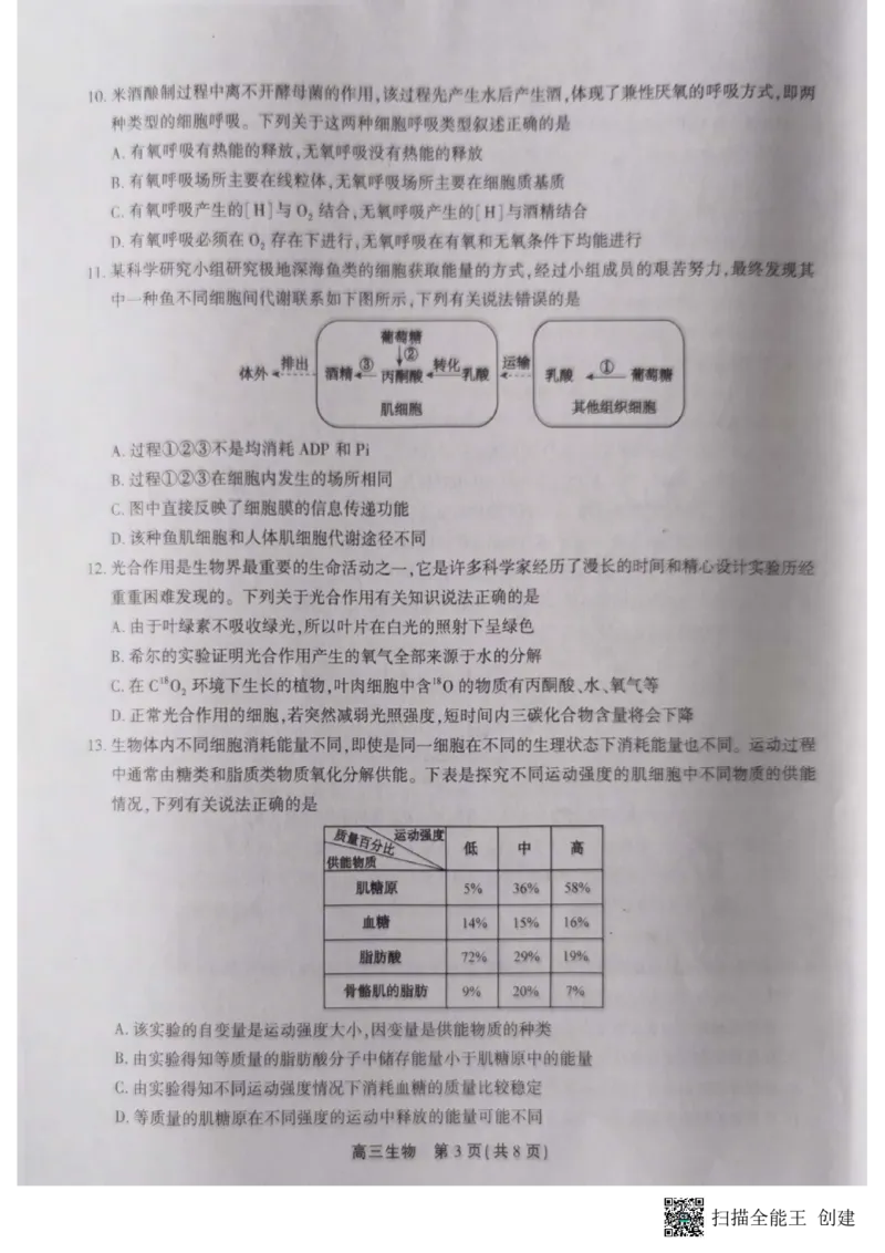 高三生物_2023年10月_01每日更新_7号_2024届安徽省鼎尖教育高三上学期第一届百校大联考_安徽省鼎尖教育高三上学期2024届第一届百校大联考生物