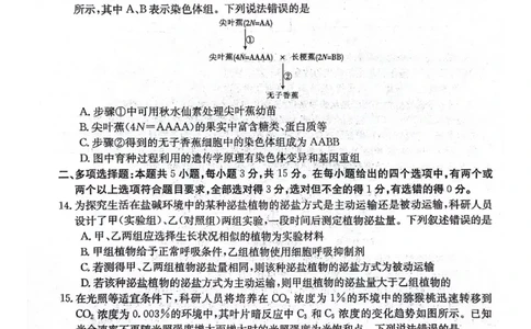 河北省邢台市五岳联盟2023-2024学年高三上学期第四次月考生物(1)_2023年10月_0210月合集_2024届河北省邢台市五岳联盟高三上学期第四次月考金太阳（24-91C）