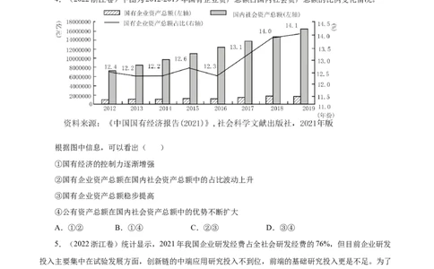 专题02生产、劳动与经营-五年（2019-2023）高考政治真题分项汇编（原卷版）_赠送：2008-2024全套高考真题_高考政治真题_送高考政治五年真题(2019-2023)分项汇编（全国通用）