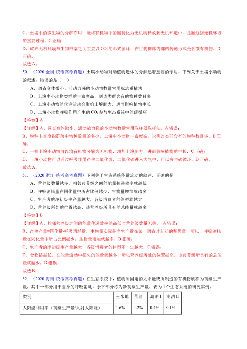 专题18生态系统-五年（2019-2023）高考生物真题分项汇编（全国通用）（解析版）_赠送：2008-2024全套高考真题_高考生物真题_送高考生物五年真题(2019-2023)分项汇编（全国通用）