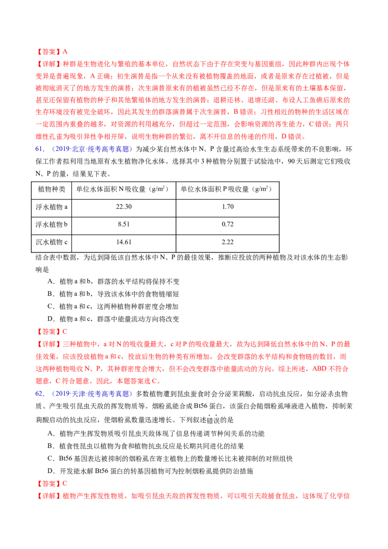 专题18生态系统-五年（2019-2023）高考生物真题分项汇编（全国通用）（解析版）_赠送：2008-2024全套高考真题_高考生物真题_送高考生物五年真题(2019-2023)分项汇编（全国通用）
