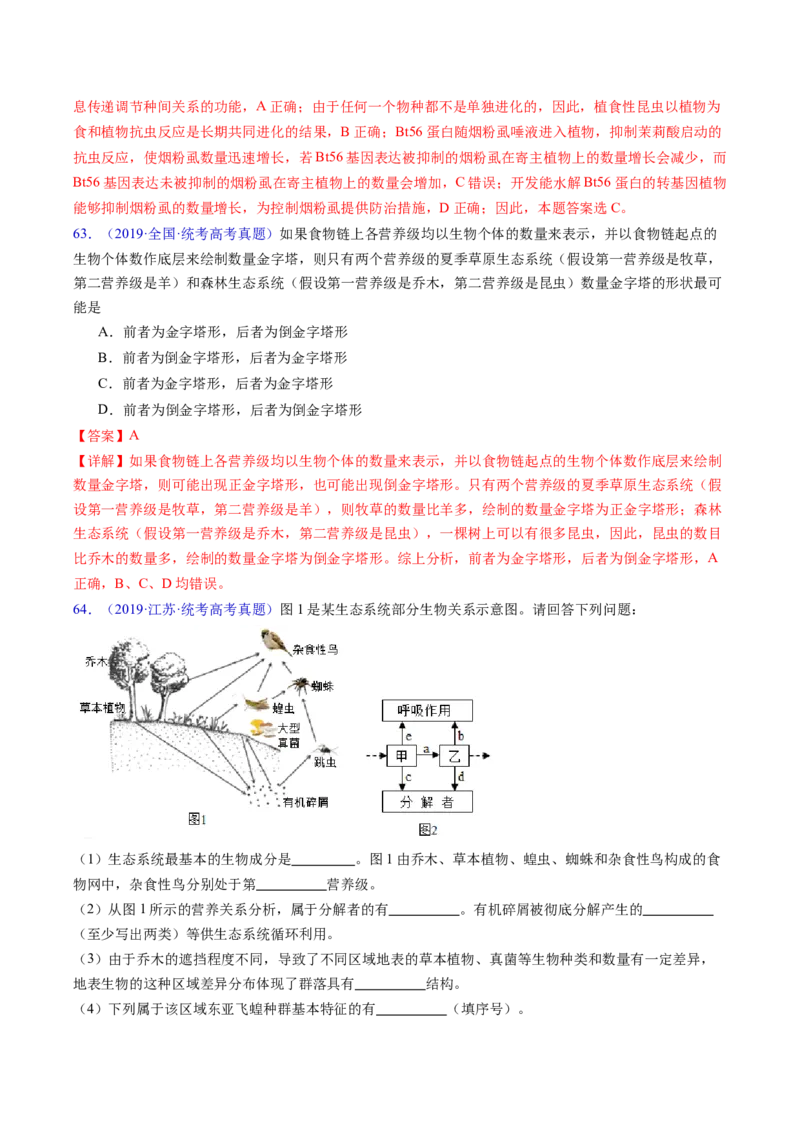 专题18生态系统-五年（2019-2023）高考生物真题分项汇编（全国通用）（解析版）_赠送：2008-2024全套高考真题_高考生物真题_送高考生物五年真题(2019-2023)分项汇编（全国通用）
