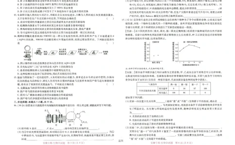 王后雄高考押题预测卷2024安徽专版-生物_2024高考押题卷_22024王hou雄_16王后雄押题_2024年王后雄高考押题预测卷（安徽专版）