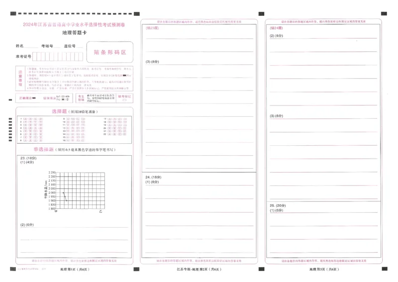 王后雄高考押题预测卷2024江苏专版答题卡_2024高考押题卷_22024王hou雄_16王后雄押题_2024年王后雄高考押题预测卷（江苏专版）
