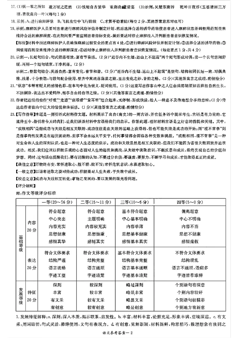 湖南省名校联考联合体2024届高三上学期第二次联考语文答案(1)_2023年9月_029月合集_2024届湖南炎德英才名校联考联合体高三上学期第二次联考