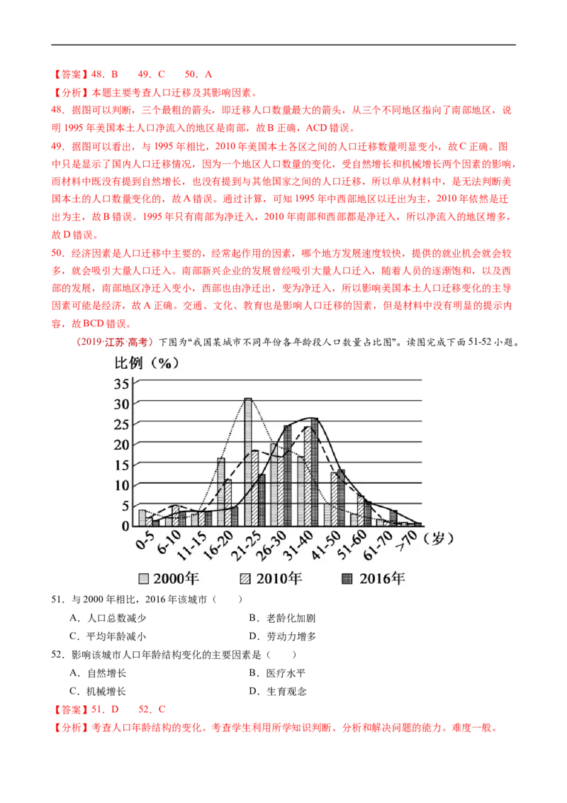 专题08人口-五年（2019-2023）高考地理真题分项汇编（解析版）_赠送：2008-2024全套高考真题_高考地理真题_送高考地理五年真题(2019-2023)分项汇编（全国通用）