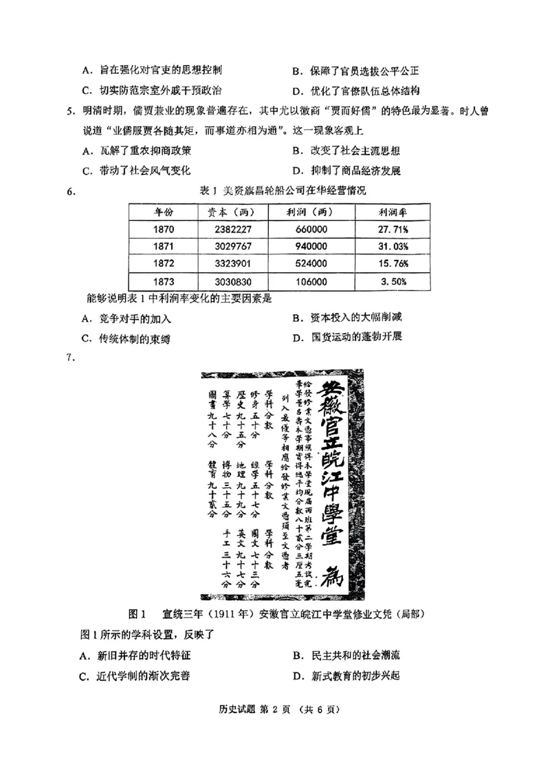 2024安徽省江南十校高三3月联考-历史含(1)_2024年3月_013月合集_2024届安徽省江南十校高三3月联考