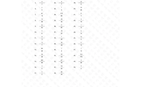 分数减法第21-50篇答案_编码0121-6年级数学口算计算_口算题（适合5年级）_分数-减法（200篇）_（分数）减法高级（100篇）