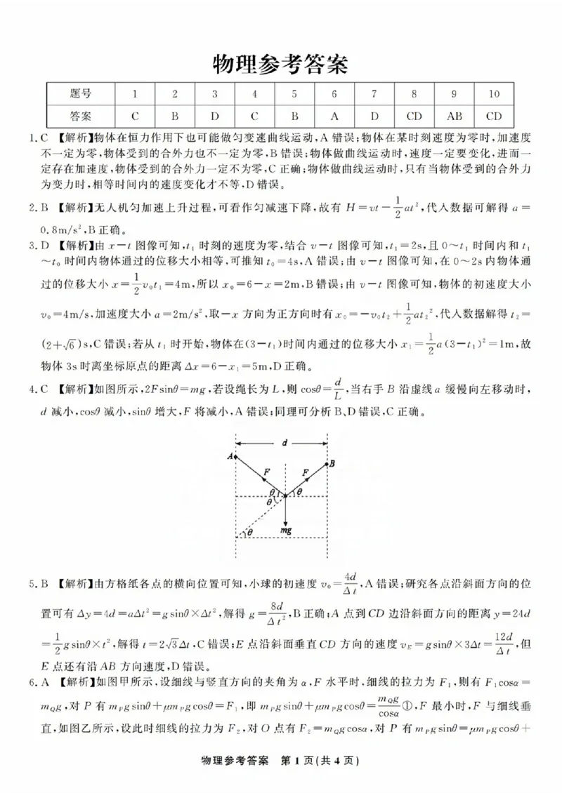 物理参考答案(1)_2023年10月_0210月合集_2024届安徽省皖江名校高三10月阶段性考试_安徽皖江名校联盟2024届高三上学期10月阶段考试物理