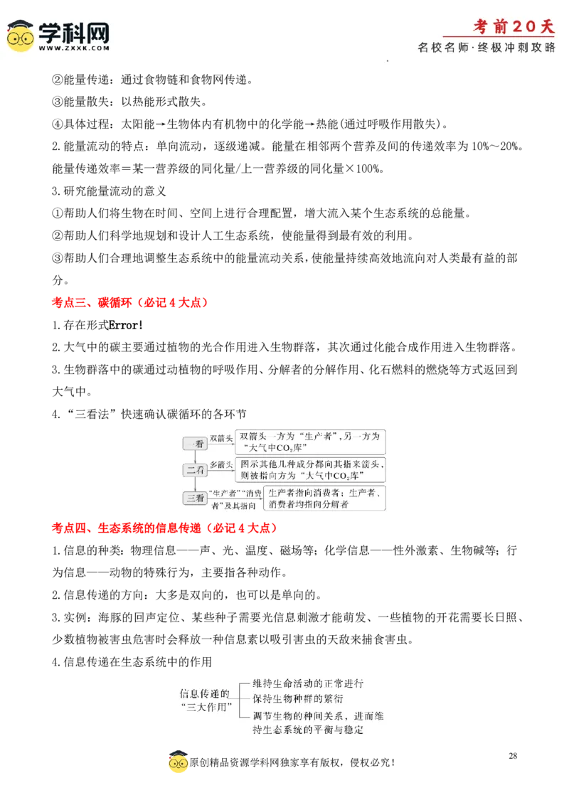 生物（三）-2024年高考考前20天终极冲刺攻略_2024高考押题卷_62024学科网全系列_20学科网高考考前终极攻略_生物-2024年高考考前20天终极冲刺攻略
