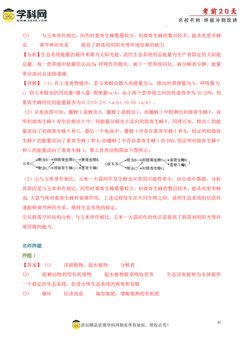 生物（三）-2024年高考考前20天终极冲刺攻略_2024高考押题卷_62024学科网全系列_20学科网高考考前终极攻略_生物-2024年高考考前20天终极冲刺攻略