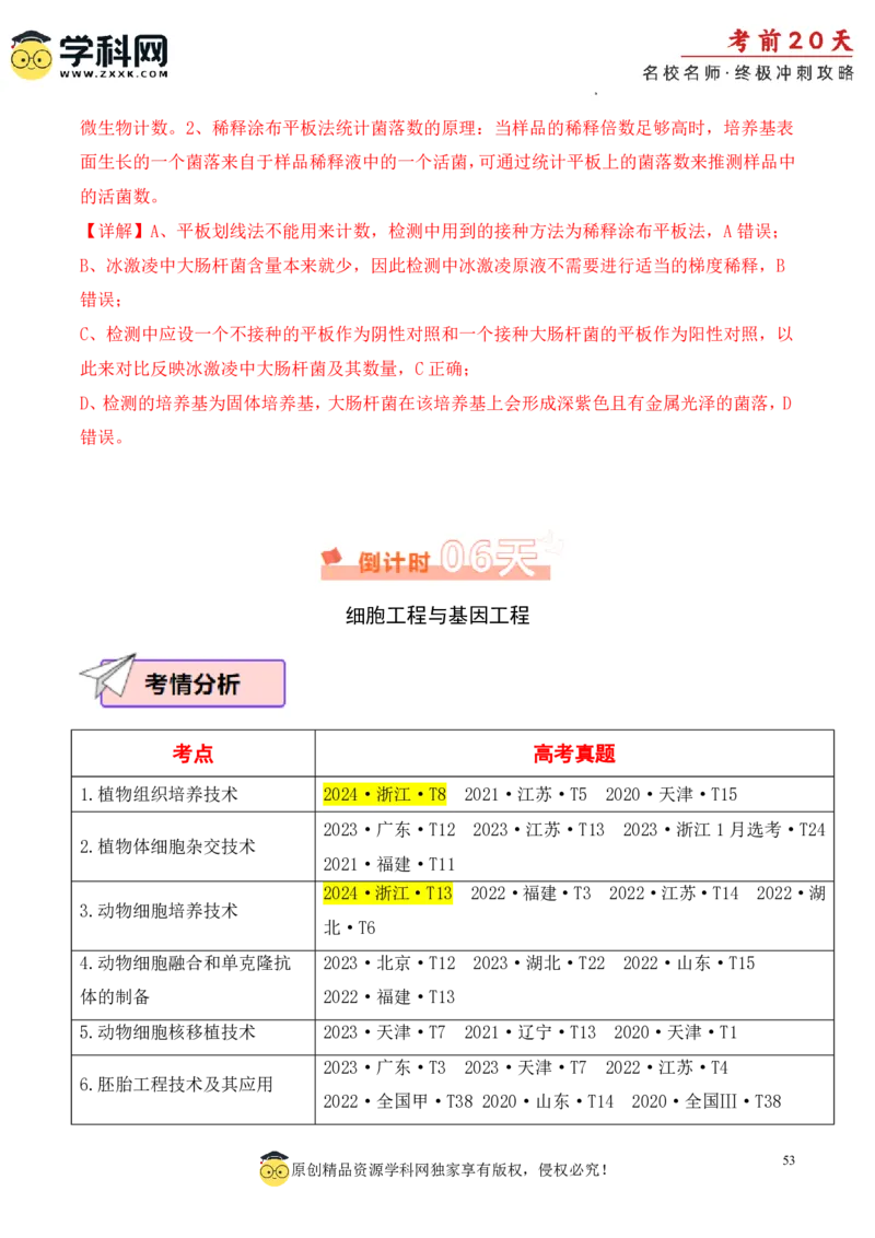 生物（三）-2024年高考考前20天终极冲刺攻略_2024高考押题卷_62024学科网全系列_20学科网高考考前终极攻略_生物-2024年高考考前20天终极冲刺攻略