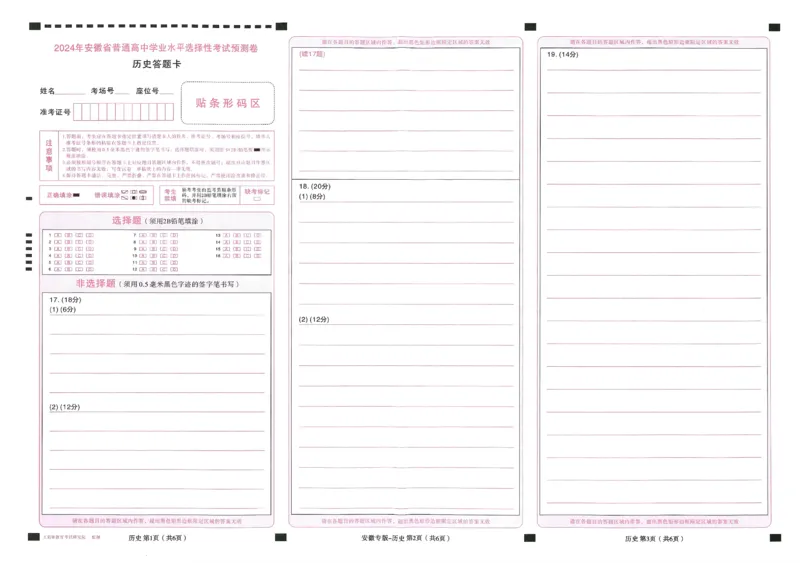 王后雄高考押题预测卷2024安徽专版答题卡_2024高考押题卷_22024王hou雄_16王后雄押题_2024年王后雄高考押题预测卷（安徽专版）