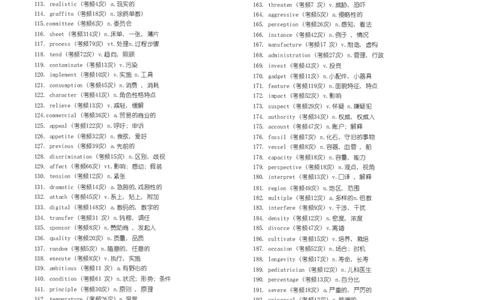 四级1000高频词无音标_英语四六级整合_英语四六级真题版本一此版本可作为补充_大学英语CET4_X0_02-高频词汇+答题卡