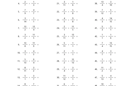 分数除法第1-20篇_编码0121-6年级数学口算计算_口算题（适合6年级）(1)_分数-除法（200篇）_（分数）除法高级（100篇）