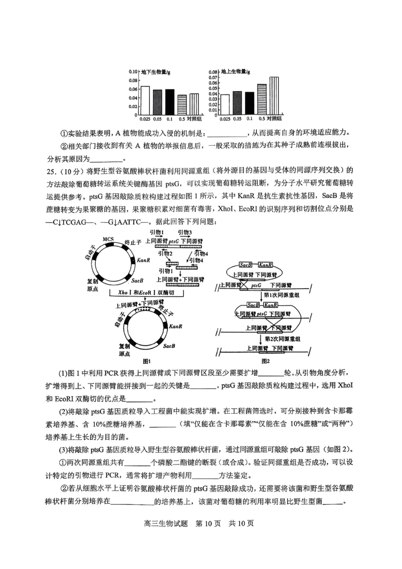 生物试题_2024年6月(1)_026月合集_2024届山东省实验中学高三下学期5月高考模拟_2024届山东省实验中学高三下学期5月高考模拟生物