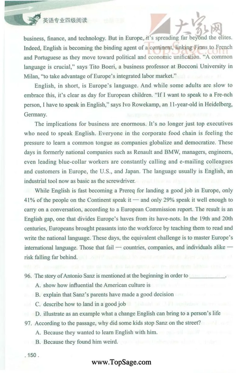 冲击波专业4级阅读_2025专四专八真题及备考资料_2009-2024专四真题+备考资料_2024专四备考资料合辑（电子书）_24专四阅读_2024冲击波系列专四阅读