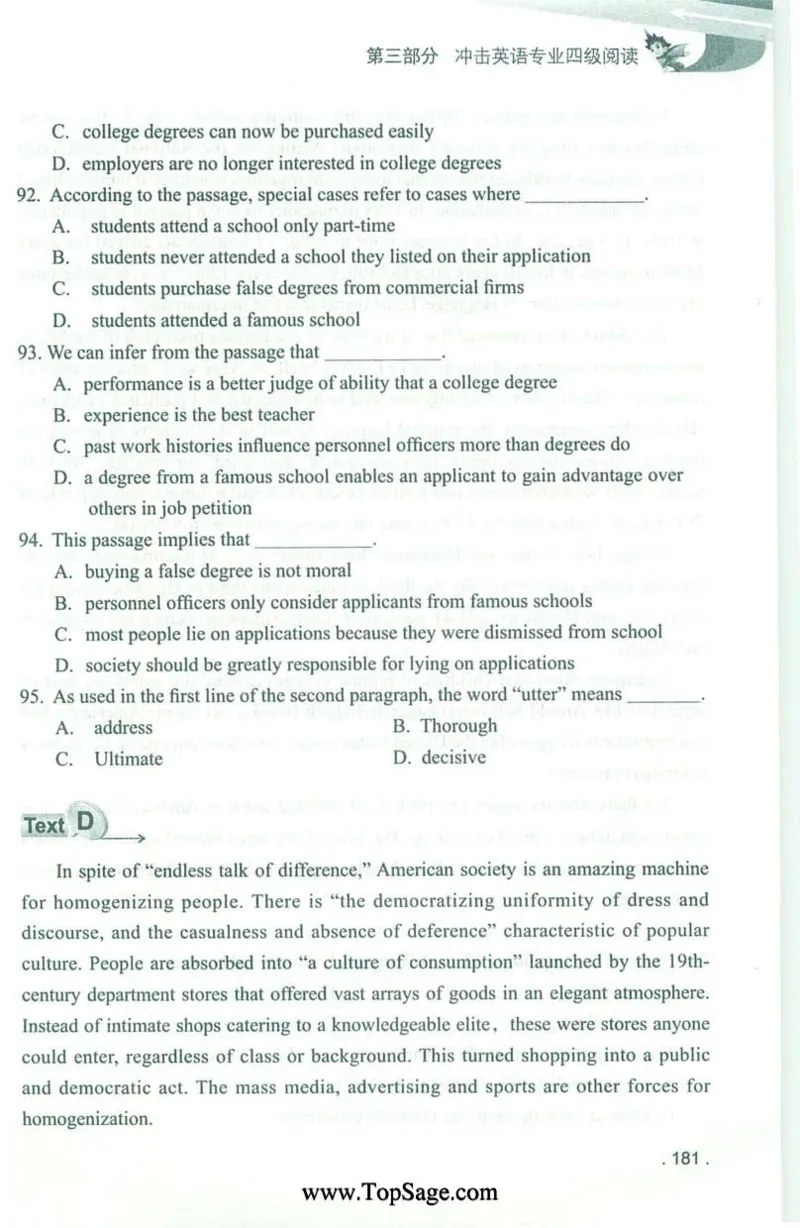 冲击波专业4级阅读_2025专四专八真题及备考资料_2009-2024专四真题+备考资料_2024专四备考资料合辑（电子书）_24专四阅读_2024冲击波系列专四阅读