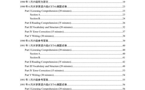 大学英语六级(CET-6)历年真题大全[90-07年37套]_英语四六级整合_英语四六级真题版本二此版为主此文件夹会持续更新_六级真题_1.六级真题+答案解析+听力音频_1990&mdash;2007年6月CET6