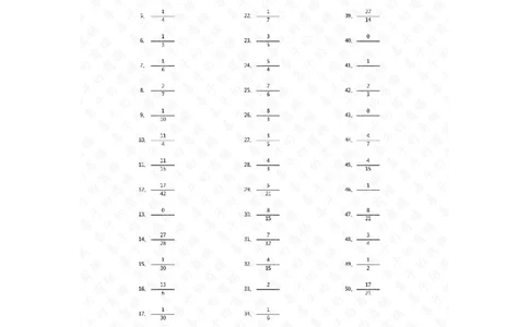 分数减法第41-60篇（初级）答案_编码0121-6年级数学口算计算_口算题（适合5年级）_分数-减法（200篇）_（分数）减法初级（100篇）