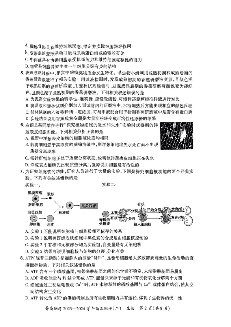 河南省普高联考2023-2024学年高三上学期测评（二）生物(1)_2023年10月_01每日更新_6号_2024届河南省普高联考高三上学期测评（二）