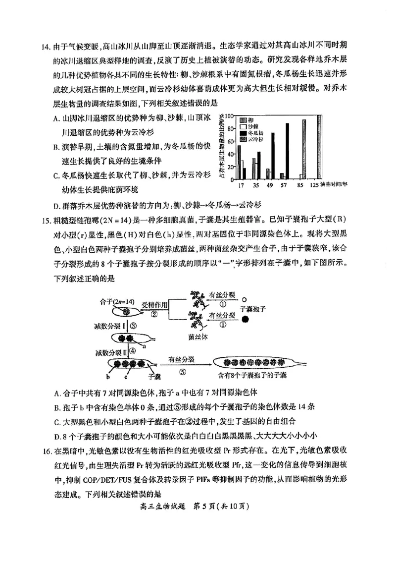 2023届福建省厦门市高三毕业班第二次质量检测丨生物(1)_2024年2月_022月合集_2023届福建省厦门市高三毕业班第二次质量检测全科