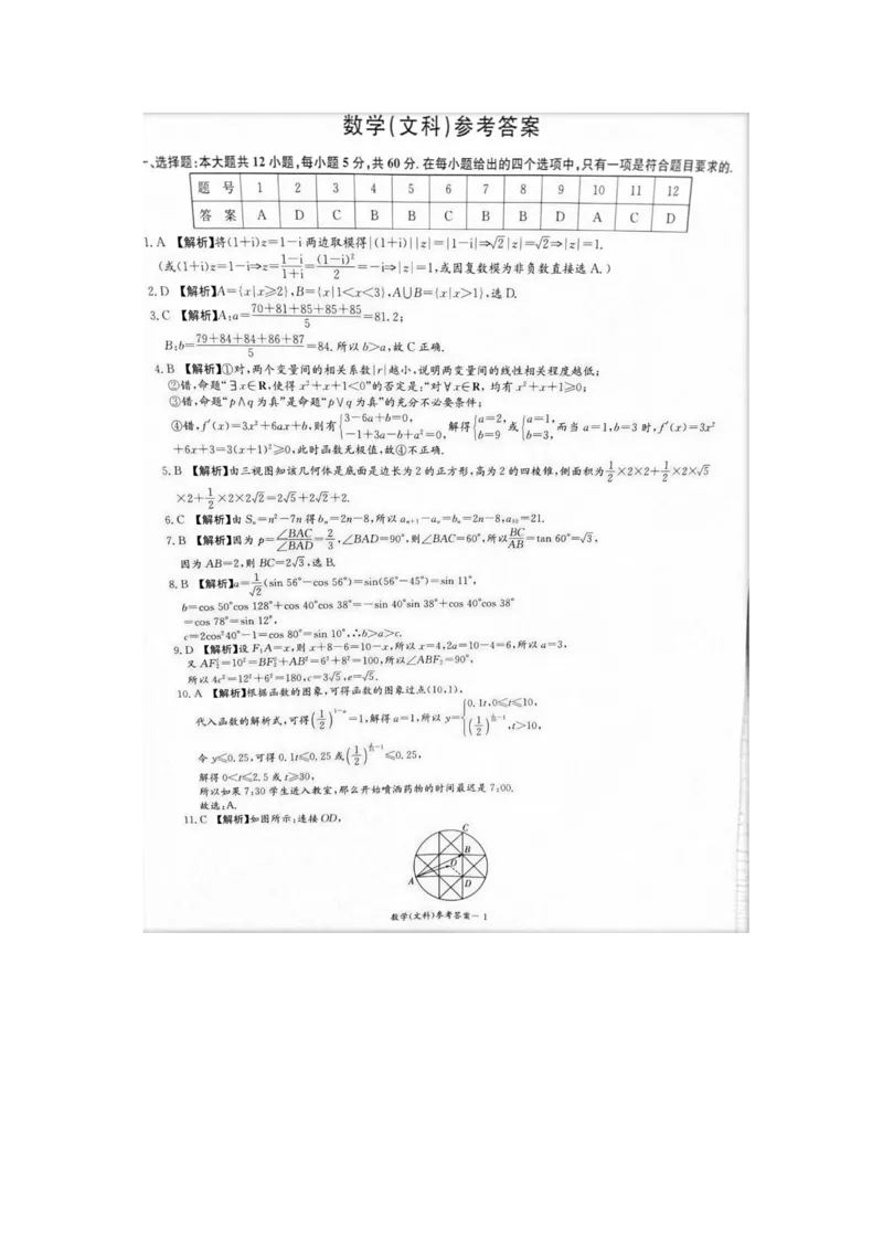 2023届炎德英才长郡十八校联盟高三第一次联考（全国卷）数学文科答案(1)_2024年2月_022月合集_2023届长郡十八校联盟高三第一次联考（全国卷）江西全科