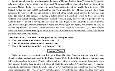 四级通关模拟卷第一套&mdash;答案详解_英语四六级整合_英语四六级真题版本一此版本可作为补充_大学英语CET4_X0_03-四级模拟题_四级模拟题1-5套（赠送）_四级通关模拟卷（1）