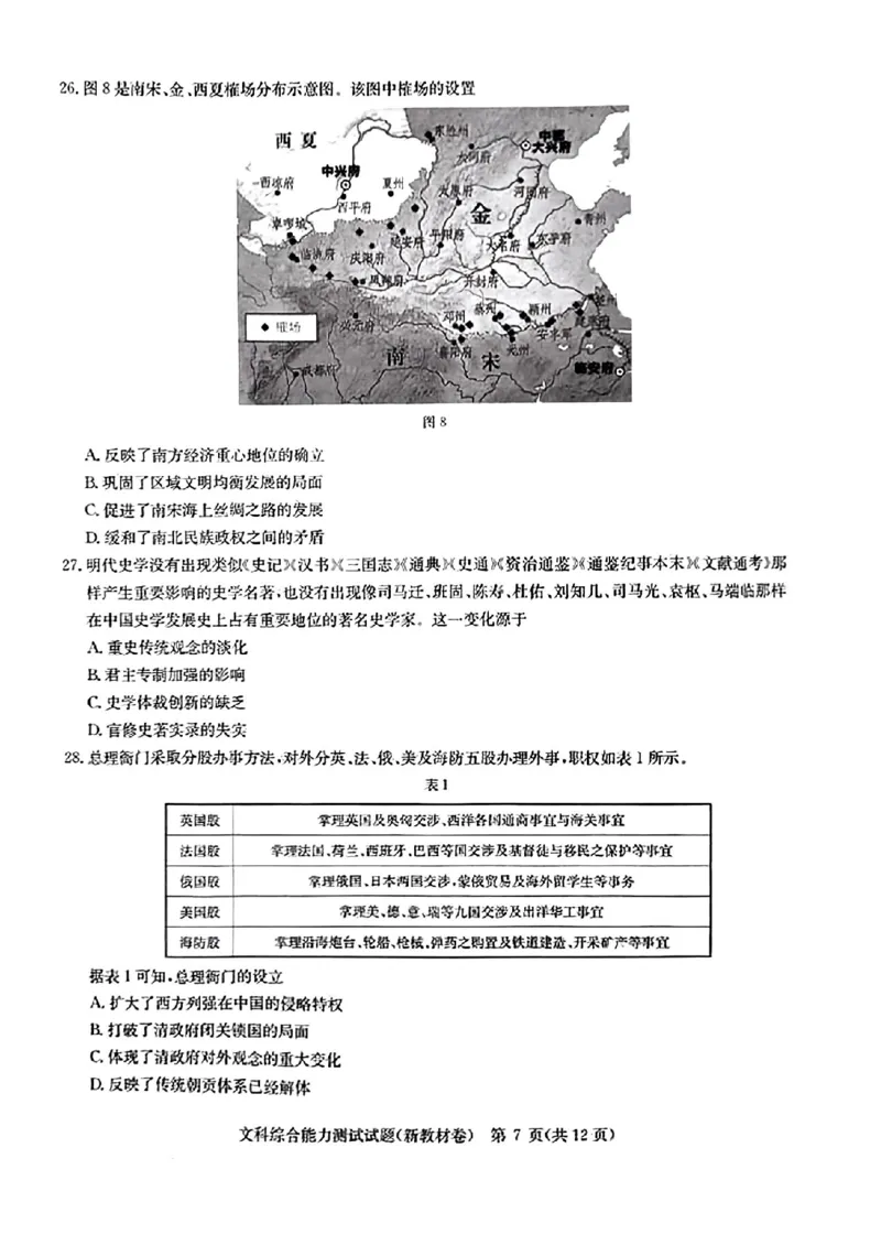 2024届华大新高考联盟合肥市第一中学等名校高三下学期三模联考文科综合试题_2024年5月_01按日期_25号_2024届华大新高考联盟高三5月名校高考预测卷（新教材）