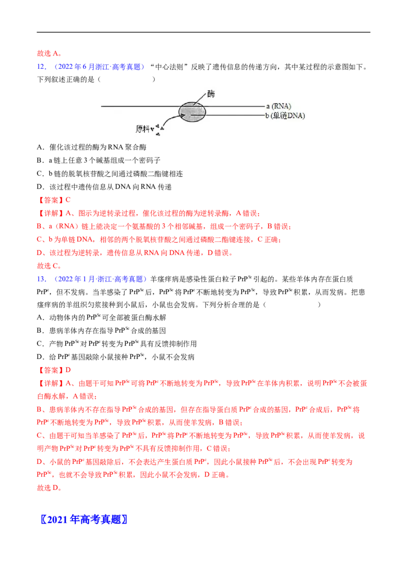 专题08遗传的分子基础-五年（2019-2023）高考生物真题分项汇编（全国通用）（解析版）_赠送：2008-2024全套高考真题_高考生物真题_送高考生物五年真题(2019-2023)分项汇编（全国通用）