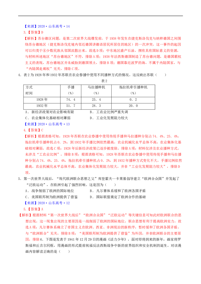 专题12两次世界大战、十月革命与国际秩序的演变（解析版）_赠送：2008-2024全套高考真题_高考历史真题_送高考历史五年真题(2019-2023)分项汇编（全国通用）