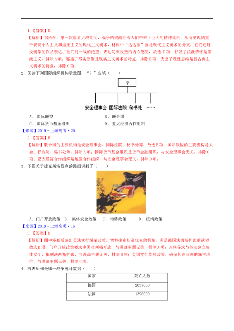 专题12两次世界大战、十月革命与国际秩序的演变（解析版）_赠送：2008-2024全套高考真题_高考历史真题_送高考历史五年真题(2019-2023)分项汇编（全国通用）